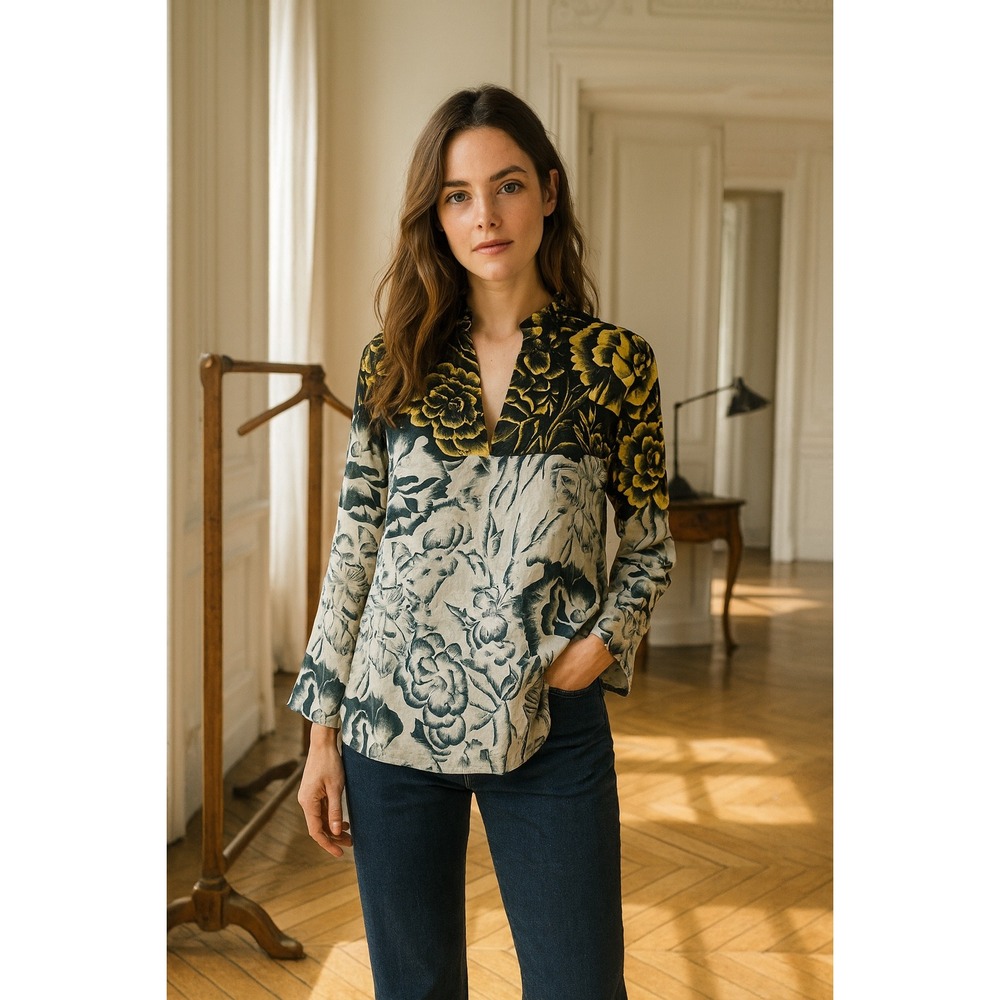 ETRO Silk Floral Print Blouse Size 10